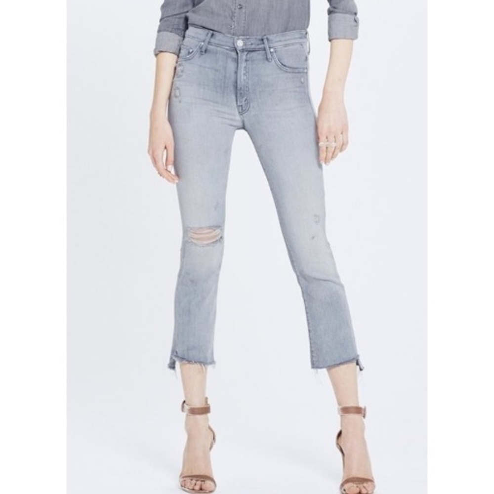 MOTHER Insider Crop Step Fray Jeans Best Left In The Shadows Women Size 28 Denim